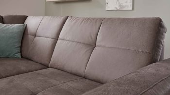 Ecksofa modulmaster aus Stoff in Grau Modulmaster MM-MP1139 - Wohnlandschaft graue Mikrofaser Saddle & glänzende Metallfüße - Stellfläche ca. 351 x 214 cm
