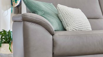 Ecksofa modulmaster aus Leder in Hellgrau Modulmaster MM-PN1102 - Ecksofa granitfarbenes Leder Torro & Alufüße - Stellfläche ca. 264 x 249 cm