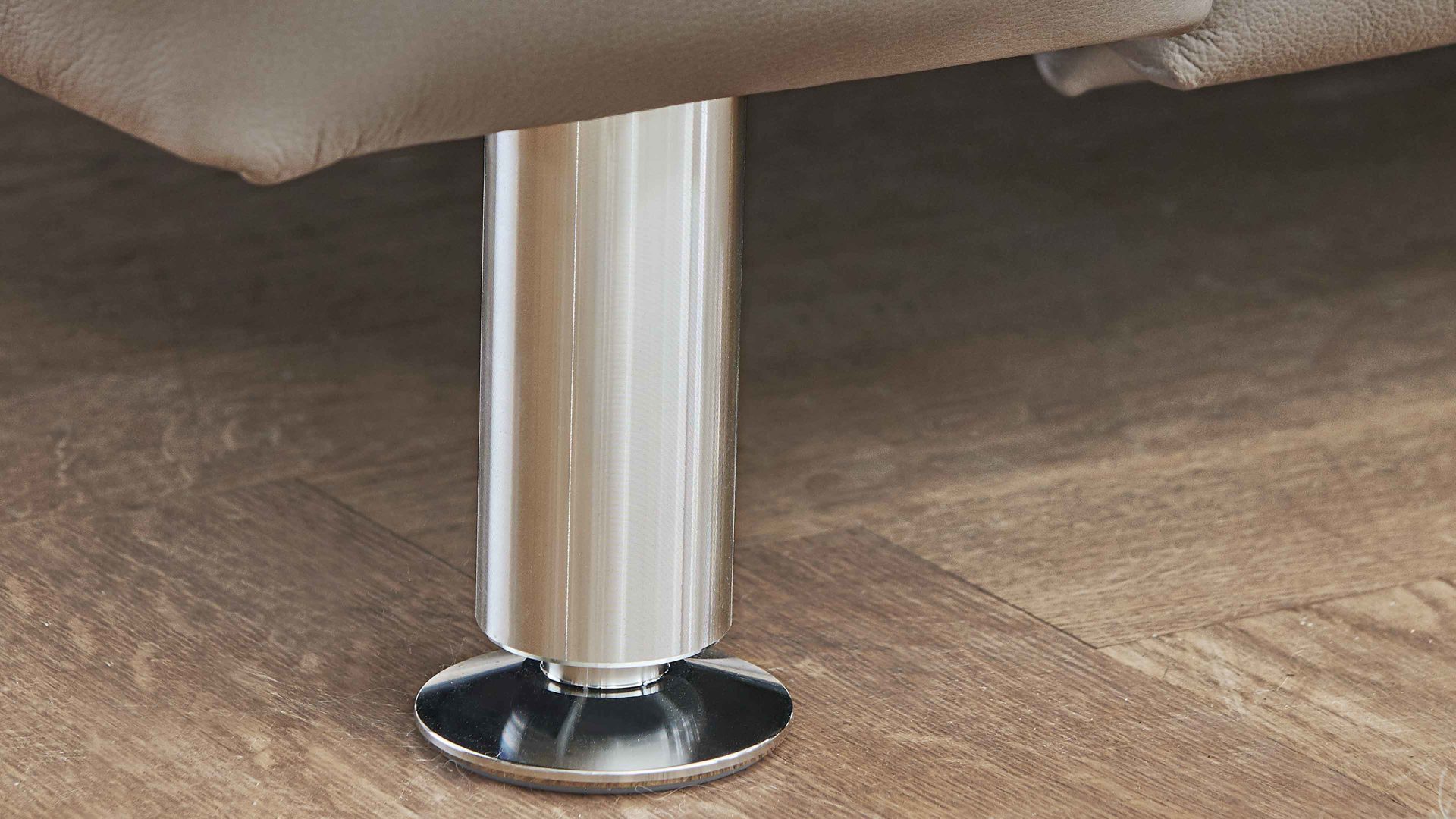 Funktionshocker modulmaster aus Leder in Hellgrau Modulmaster MM-PN1102 - XXL-Funktionsocker granitfarbenes Leder Torro & Alufüße - ca. 130 x 65 cm