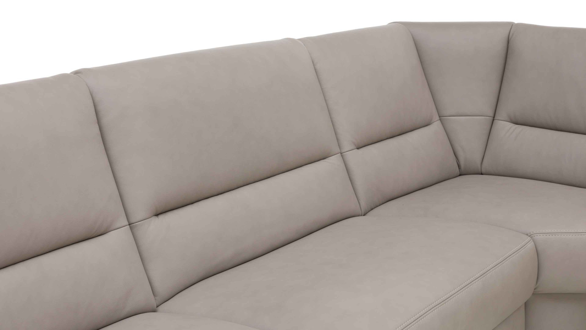 Ecksofa modulmaster aus Leder in Hellgrau Modulmaster MM-PN1102 - Ecksofa granitfarbenes Leder Torro & Alufüße - Stellfläche ca. 264 x 249 cm