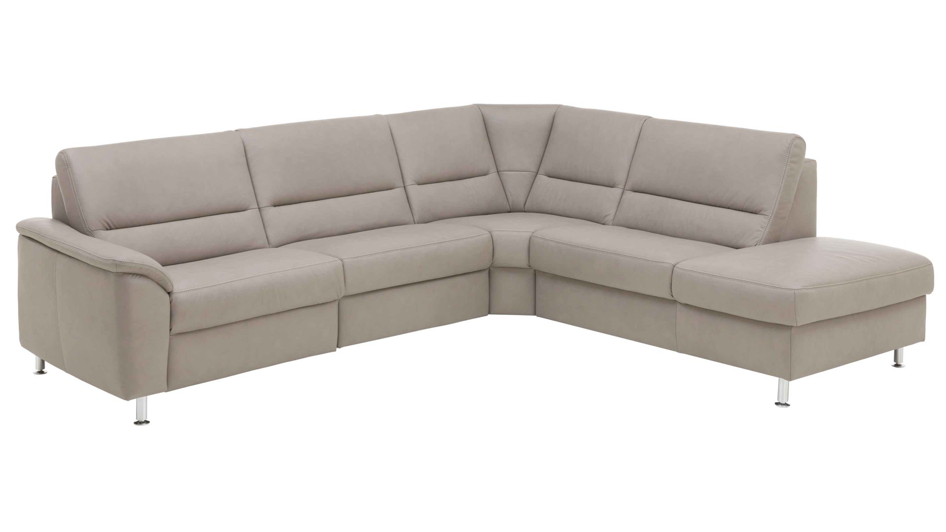 Ecksofa modulmaster aus Leder in Hellgrau Modulmaster MM-PN1102 - Ecksofa granitfarbenes Leder Torro & Alufüße - Stellfläche ca. 264 x 249 cm