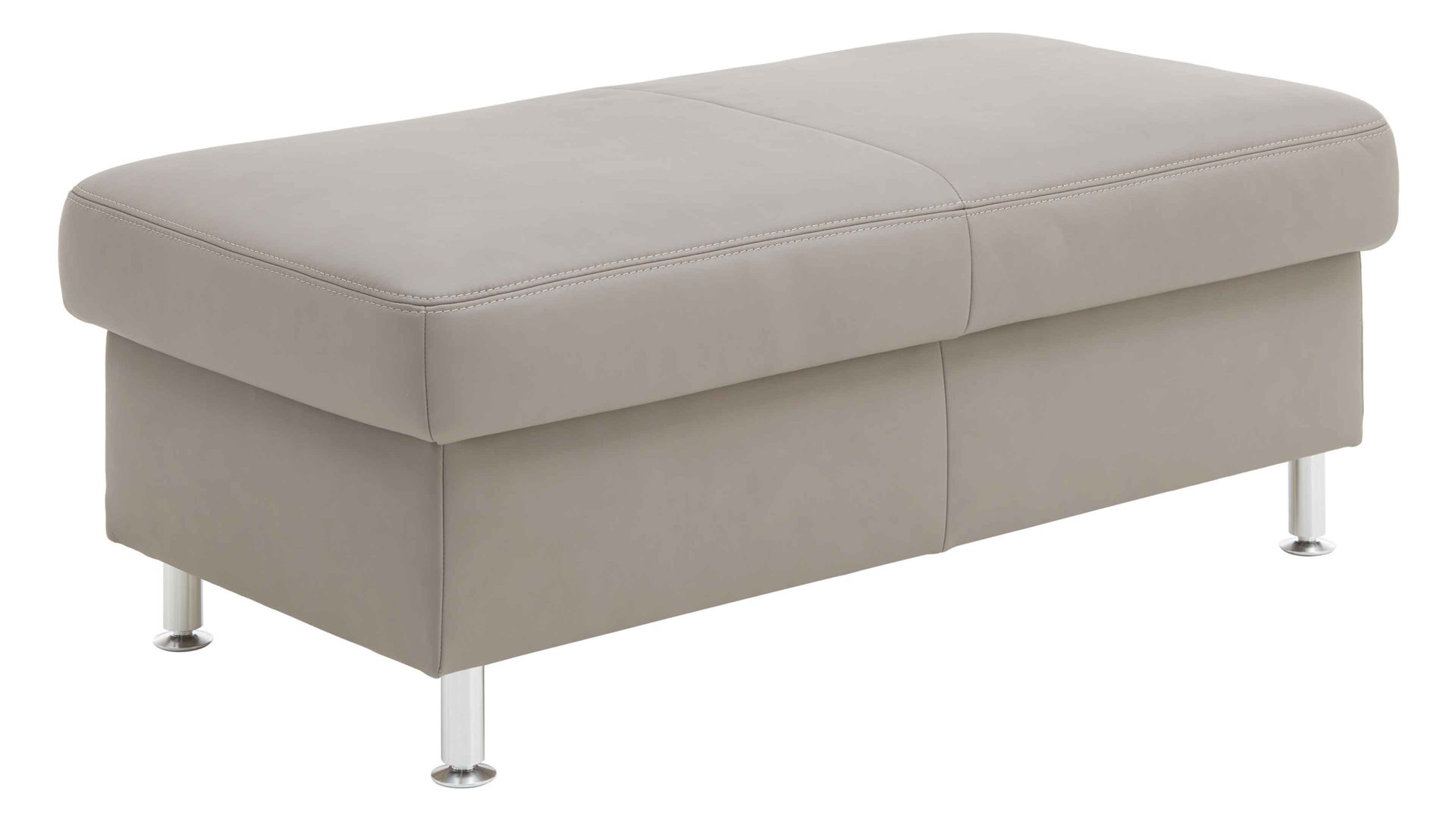 Polsterhocker modulmaster aus Leder in Hellgrau Modulmaster MM-PN1102 - XXL-Hocker granitfarbenes Leder Torro & Alufüße - ca. 130 x 65 cm