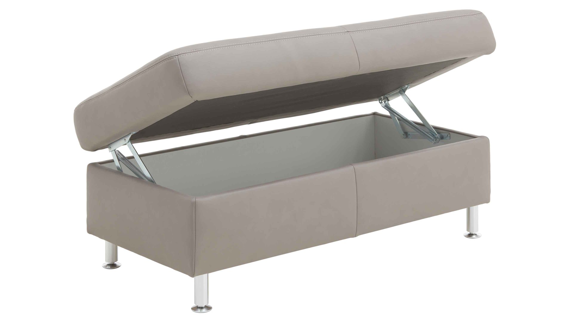 Funktionshocker modulmaster aus Leder in Hellgrau Modulmaster MM-PN1102 - XXL-Funktionsocker granitfarbenes Leder Torro & Alufüße - ca. 130 x 65 cm