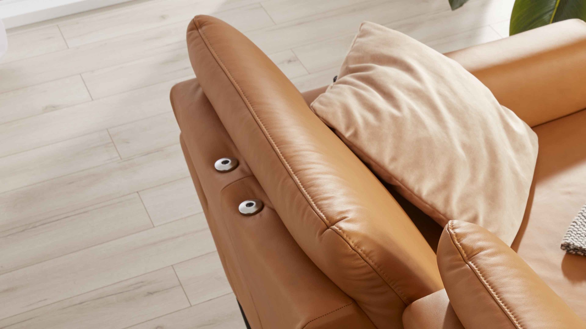 Kopfstütze modulmaster aus Leder in Orange Modulmaster MM-PN1126 - Comfortkopfstütze CKS kurkumafarbenes Leder Torro - ca. 44 x 32 cm