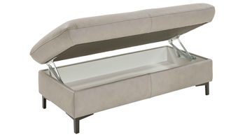 Funktionshocker modulmaster aus Leder in Hellgrau Modulmaster MM-PN1161 - XXL-Funktionshocker alufarbenes LongLifeLeder Vivre & schwarze Winkelfüße - ca. 130 x 65 cm