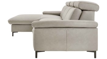 Ecksofa modulmaster aus Leder in Hellgrau Modulmaster MM-PN1161 - Ecksofa alufarbenes Leder Torro & schwarze Winkelfüße - Stellfläche ca. 166 x 311 cm