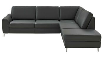 Ecksofa modulmaster aus Leder in Anthrazit Modulmaster MM-PN1168 - Ecksofa anthrazitfarbenes Leder Torro & Alu-Winkelfüße - Stellfläche ca. 271 x 235 cm