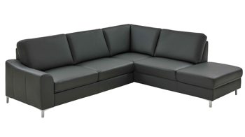 Ecksofa modulmaster aus Leder in Anthrazit Modulmaster MM-PN1168 - Ecksofa anthrazitfarbenes Leder Torro & Alu-Winkelfüße - Stellfläche ca. 271 x 235 cm