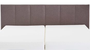 Boxspringbett Ada | nova butor aus Stoff in Braun Boxspringbett Tommaso 5 mit Motor umbragrauer Strukturbezug TMD 14 & alufarbene Füße  – Liegefläche ca. 180 x 200 cm