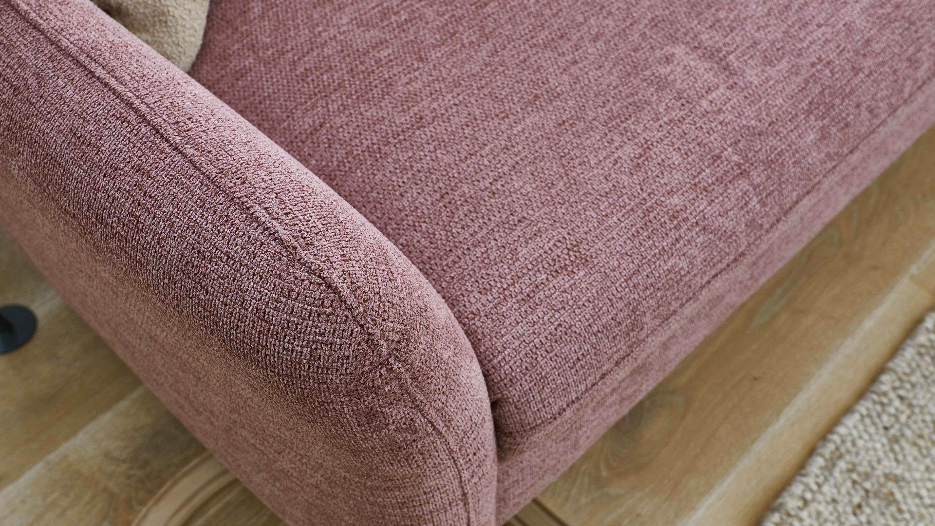 Ecksofa modulmaster aus Stoff in Rosa Modulmaster MM-ZE1130 - Ecksofa rosé Webstoff Famosa wine & schwarze Alufüße - Stellfläche ca. 270 x 194 cm