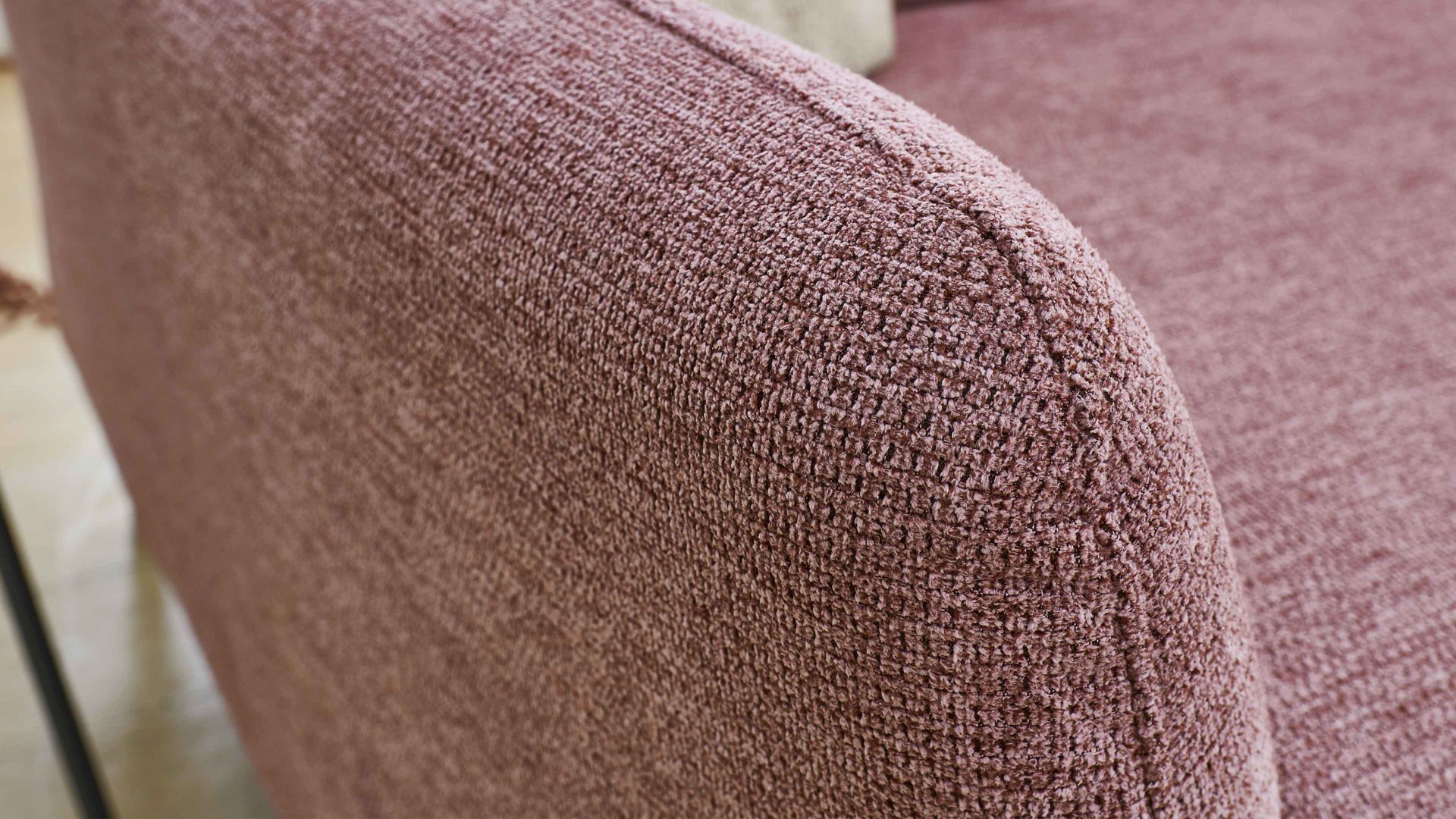 Ecksofa modulmaster aus Stoff in Rosa Modulmaster MM-ZE1130 - Ecksofa rosé Webstoff Famosa wine & schwarze Alufüße - Stellfläche ca. 270 x 194 cm