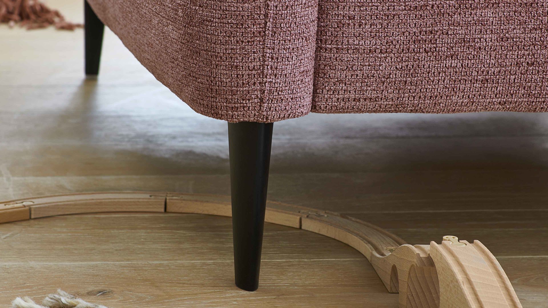 Funktionshocker modulmaster aus Stoff in Rosa Modulmaster MM-ZE1130 - XXL-Funktionshocker rosé Webstoff Famosa wine & schwarze Alufüße - ca. 130 x 65 cm