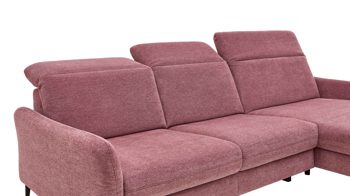 Ecksofa modulmaster aus Stoff in Rosa Modulmaster MM-ZE1130 - Ecksofa rosé Webstoff Famosa wine & schwarze Alufüße - Stellfläche ca. 270 x 194 cm
