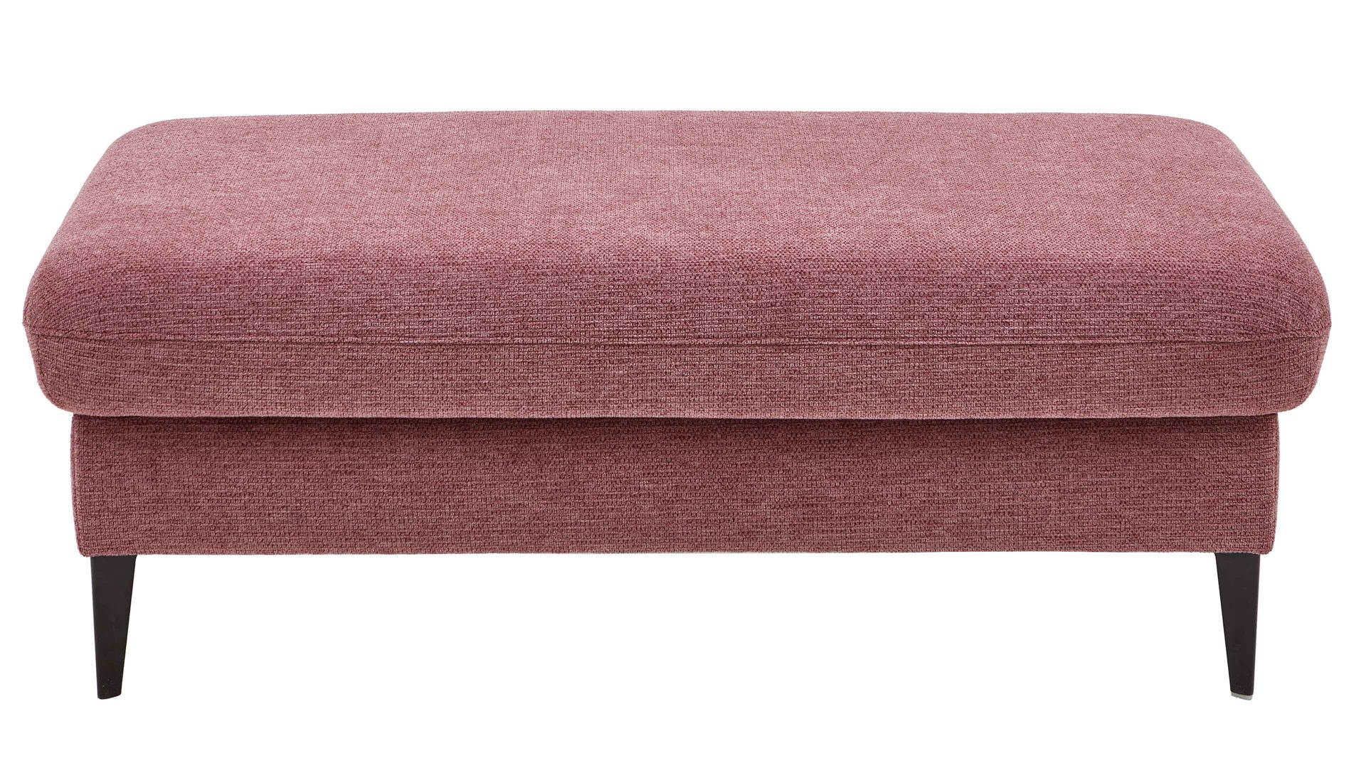Polsterhocker modulmaster aus Stoff in Rosa Modulmaster MM-ZE1130 - XXL-Hocker rosé Webstoff Famosa wine & schwarze Alufüße - ca. 130 x 65 cm
