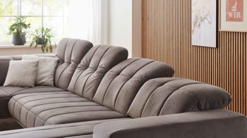 Ecksofa modulmaster aus Stoff in Grau Modulmaster MM-MP1152 - Wohnlandschaft graue Wirkware Salsa & schwarze Metallfüße - Stellfläche ca. 212 x 383 cm