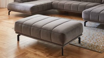 Polsterhocker modulmaster aus Stoff in Grau Modulmaster MM-MP1152 - XXL-Hocker graue Wirkware Salsa & schwarze Metallfüße - ca.  127 x 77 cm