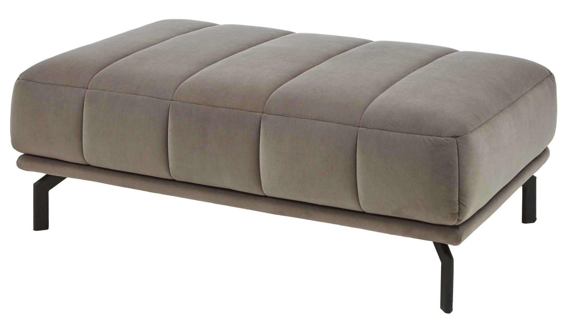 Polsterhocker modulmaster aus Stoff in Grau Modulmaster MM-MP1152 - XXL-Hocker graue Wirkware Salsa & schwarze Metallfüße - ca.  127 x 77 cm