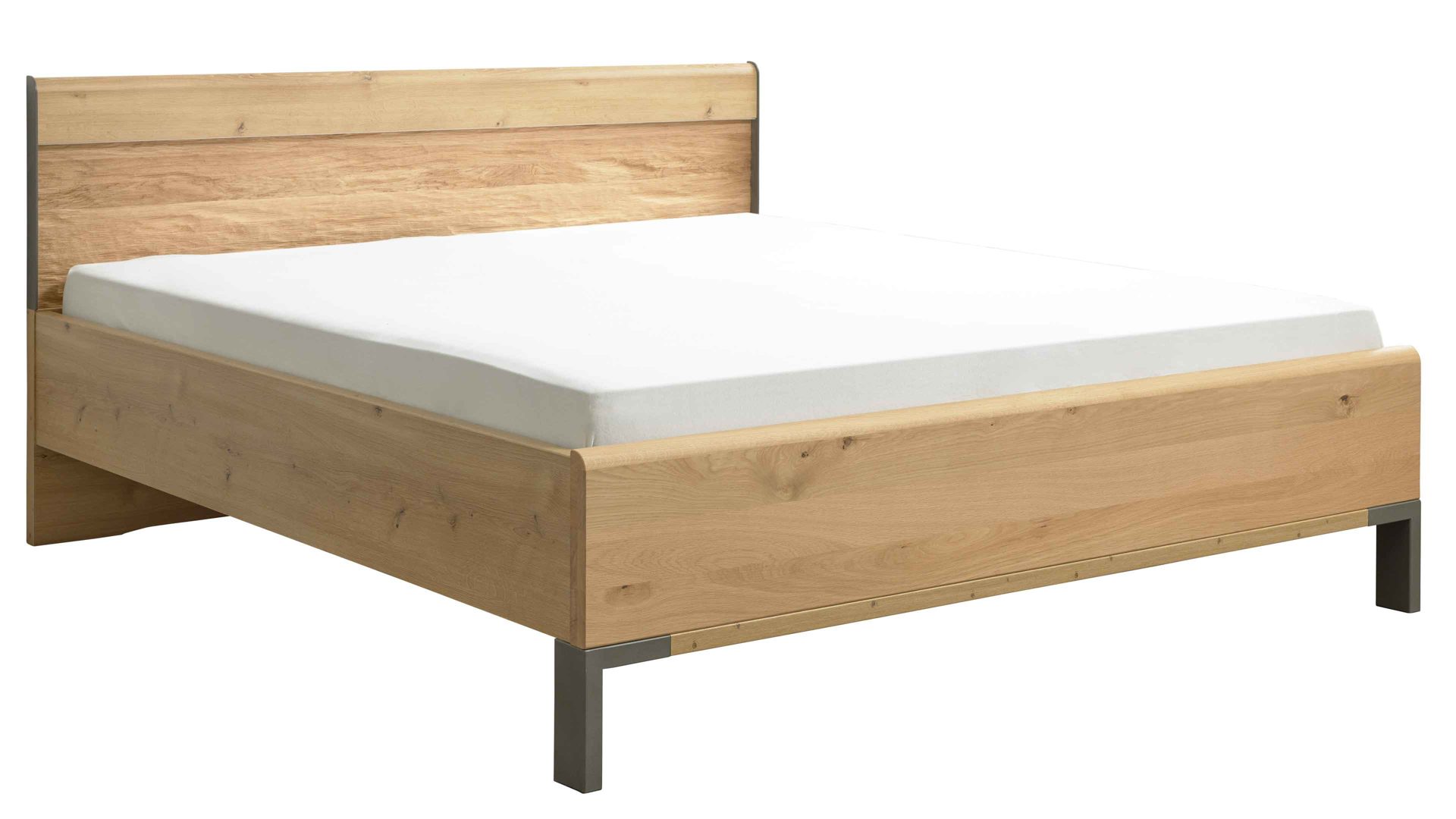 Komplettzimmer Interliving aus Holz in Hellgrau Interliving Schlafzimmer Serie 1027 – Komplettzimmer Eiche bianco & Champagner - vierteilig