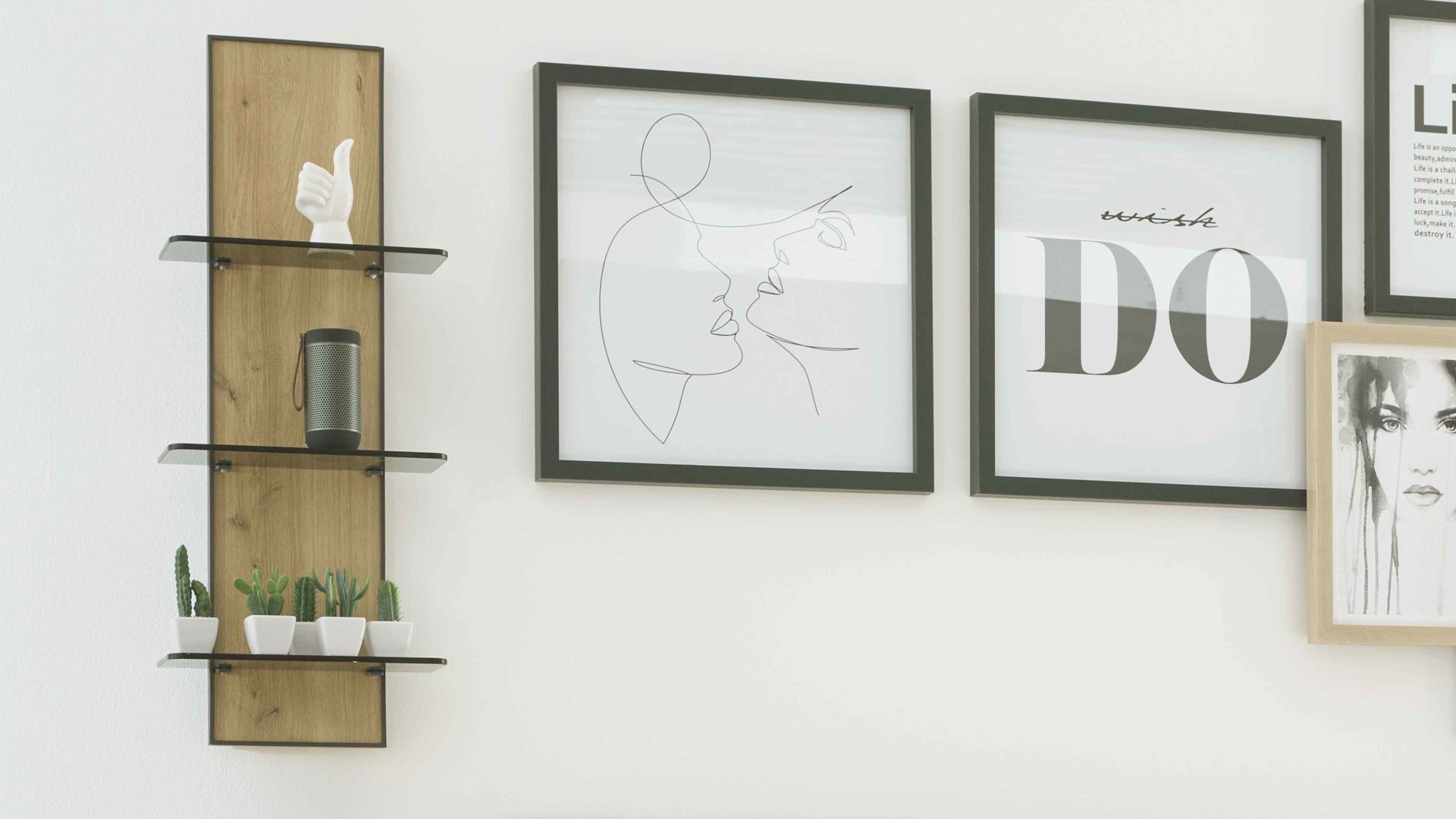 Wandregal Interliving aus Holz in Holzfarben Interliving Schlafzimmer Serie 1027 – Regal Eiche bianco & Rauchglas - ca. 35 x 90 cm