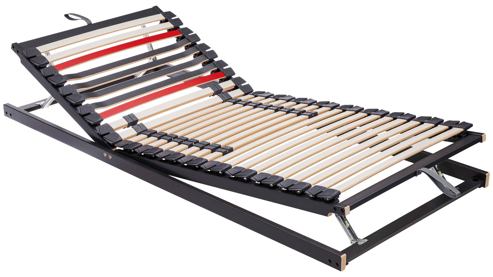 Lattenrost Interliving aus Holz in Anthrazit Interliving Lattenrost Serie 1950 -V6555 mit Hebehelfe manuell verstellbar – Liegefläche ca. 90 x 200 cm