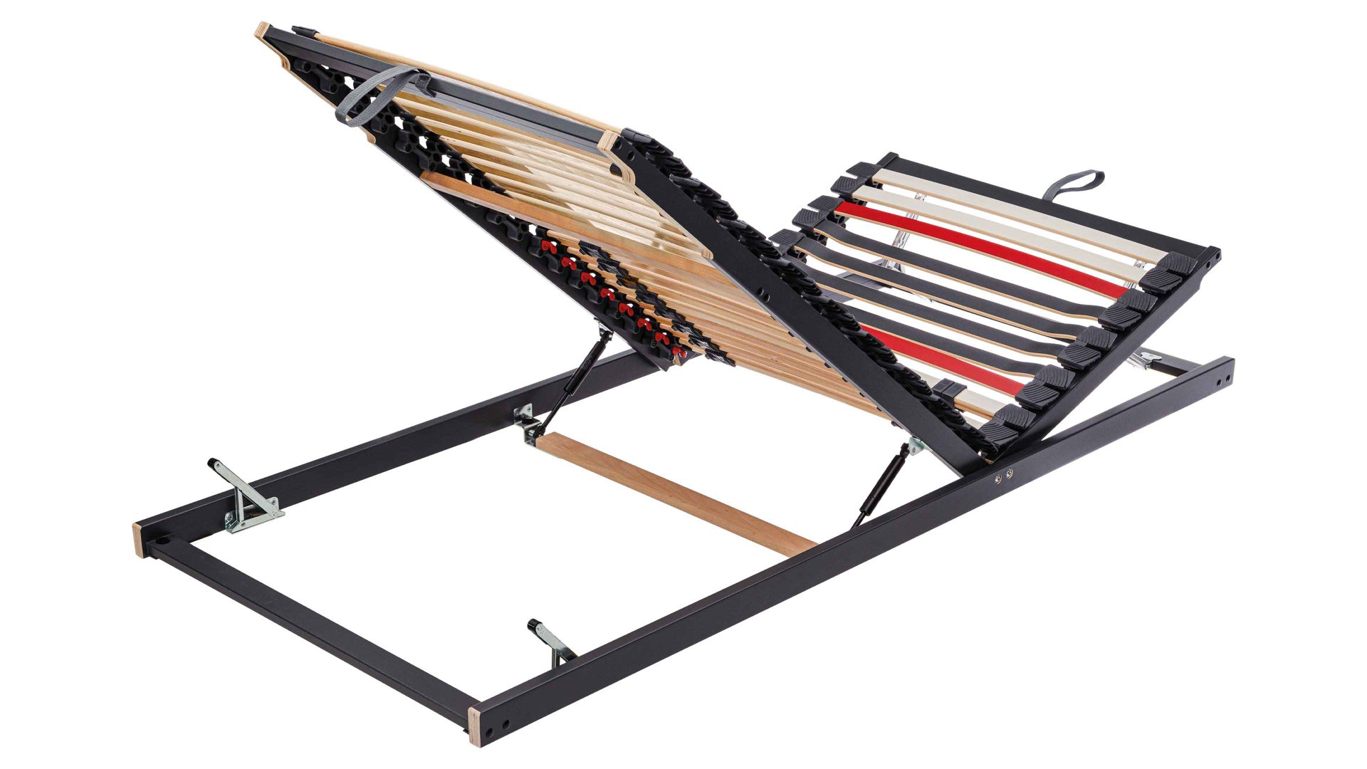 Lattenrost Interliving aus Holz in Anthrazit Interliving Lattenrost Serie 1950 -V6555 mit Hebehelfe manuell verstellbar – Liegefläche ca. 90 x 200 cm