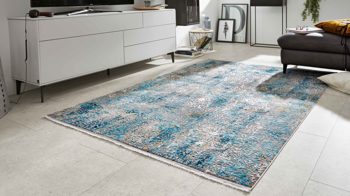 Webteppich Interliving aus Mischgewebe in Blau Interliving Teppich Serie L-8700 Grau-Blau – ca. 200 x 290 cm