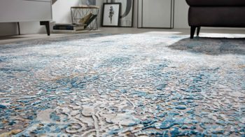Webteppich Interliving aus Mischgewebe in Blau Interliving Teppich Serie L-8700 Grau-Blau – ca. 140 x 200 cm