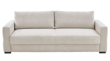 Einzelsofa Restyl aus Stoff in Beige Sofa Linett naturfarbener Cord 6576 & schwarze Holzfüße