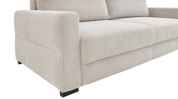Einzelsofa Restyl aus Stoff in Beige Sofa Linett naturfarbener Cord 6576 & schwarze Holzfüße