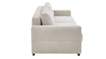 Einzelsofa Restyl aus Stoff in Beige Sofa Linett naturfarbener Cord 6576 & schwarze Holzfüße