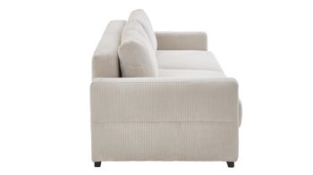 Schlafsofa Restyl aus Stoff in Beige Schlafsofa Linett naturfarbener Cord 6576 & schwarze Holzfüße