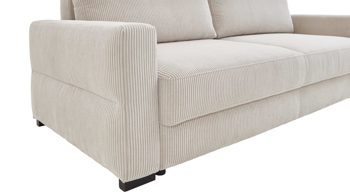 Schlafsofa Restyl aus Stoff in Beige Schlafsofa Linett naturfarbener Cord 6576 & schwarze Holzfüße