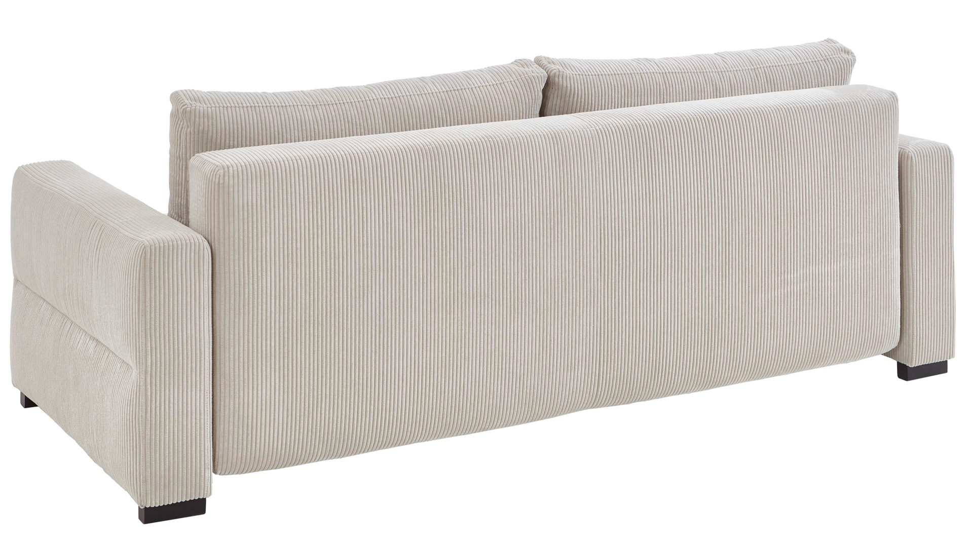 Schlafsofa Restyl aus Stoff in Beige Schlafsofa Linett naturfarbener Cord 6576 & schwarze Holzfüße