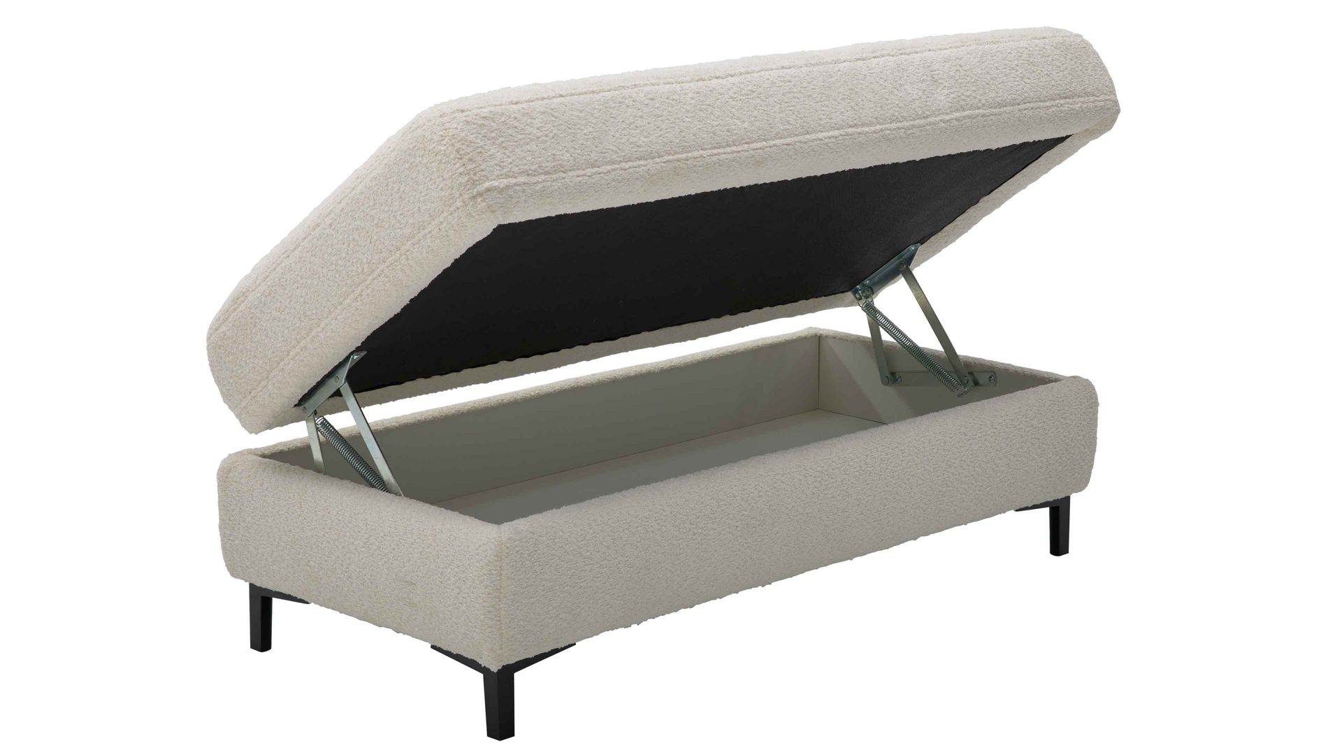 Funktionshocker Interliving aus Stoff in Weiß Interliving Sofa Serie 4054 – Funktionshocker HoF naturweiße Chenille & schwarze Metallfüße – ca. 130 x 60 cm