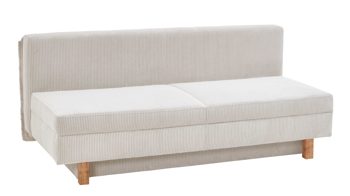 Schlafsofa Restyl aus Stoff in Weiß Schlafsofa Tino naturfarbener Cordbezug 55-6576 & Buchenholzfüße