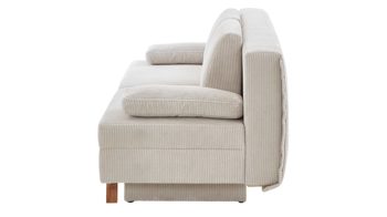 Schlafsofa Restyl aus Stoff in Weiß Schlafsofa Tino naturfarbener Cordbezug 55-6576 & Buchenholzfüße