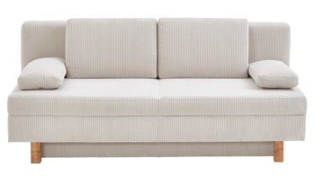 Schlafsofa Restyl aus Stoff in Weiß Schlafsofa Tino naturfarbener Cordbezug 55-6576 & Buchenholzfüße