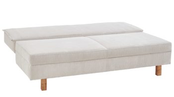 Schlafsofa Restyl aus Stoff in Weiß Schlafsofa Tino naturfarbener Cordbezug 55-6576 & Buchenholzfüße