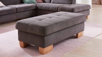 Funktionshocker modulmaster aus Stoff in Grau Modulmaster MM-PP1058 - XXL-Funktionshocker schieferfarbene Mikro-Chenille Charly & Wildeiche – ca. 130 x 65 cm