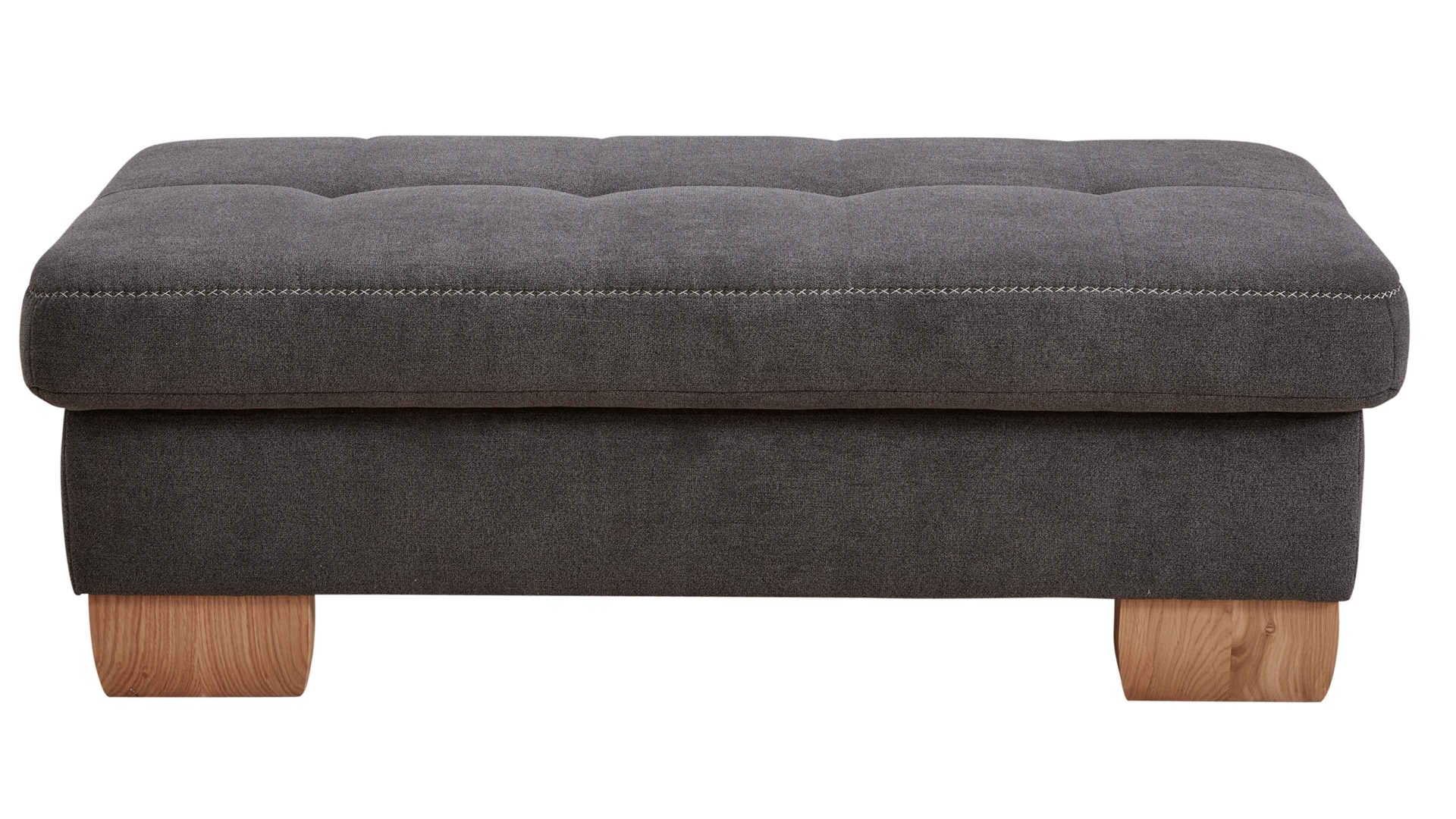 Funktionshocker modulmaster aus Stoff in Grau Modulmaster MM-PP1058 - XXL-Funktionshocker schieferfarbene Mikro-Chenille Charly & Wildeiche – ca. 130 x 65 cm