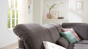 Ecksofa modulmaster aus Stoff in Grau Modulmaster MM-PP1058 - Ecksofa schieferfarbene Mikro-Chenille Charly & Wildeiche – Stellfläche ca. 273 x 243 cm