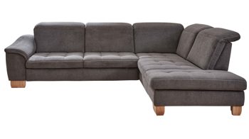 Ecksofa modulmaster aus Stoff in Grau Modulmaster MM-PP1058 - Ecksofa schieferfarbene Mikro-Chenille Charly & Wildeiche – Stellfläche ca. 273 x 243 cm