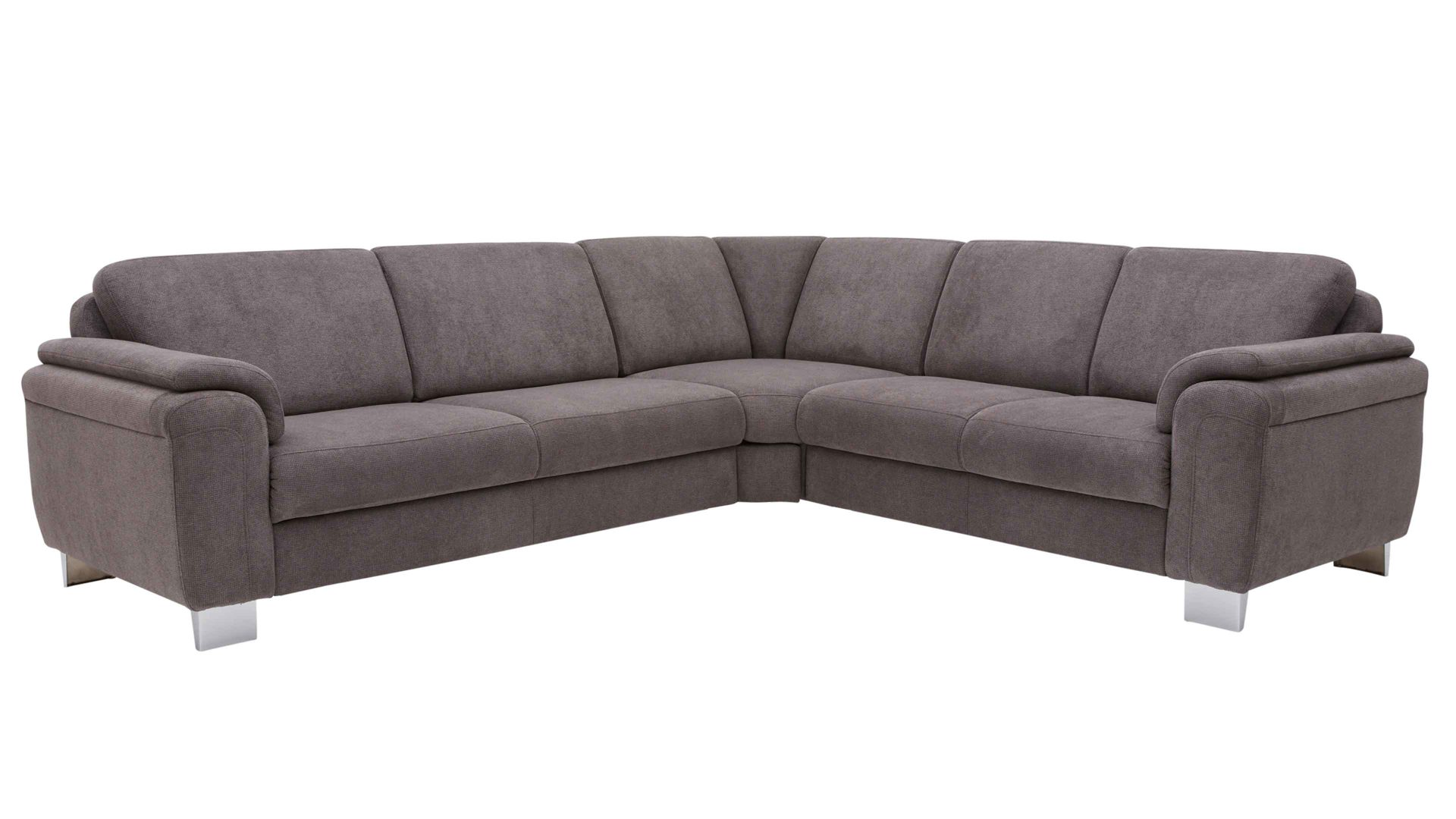Ecksofa modulmaster aus Stoff in Grau Modulmaster MM-ZE1002 - Ecksofa graue Chenille Belle & Chromfüße - Stellfläche ca. 276 x 246 cm