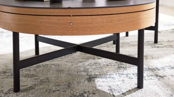 Couchtisch Interliving aus Keramik in Dunkelbraun Interliving Couchtisch Serie 6216 - Couchtisch titanfarbene Keramik, Eichefurnier & schwarzer Stahl - Durchmesser ca. 85 cm