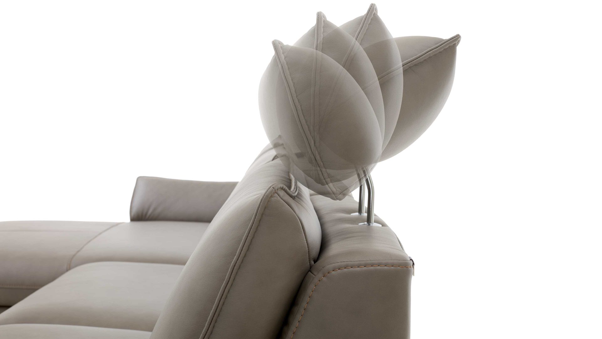 Kopfstütze Hukla® aus Leder in Grau Kopfstütze graues LongLife-Leder - Maße ca. 67 x 20 x 17 cm