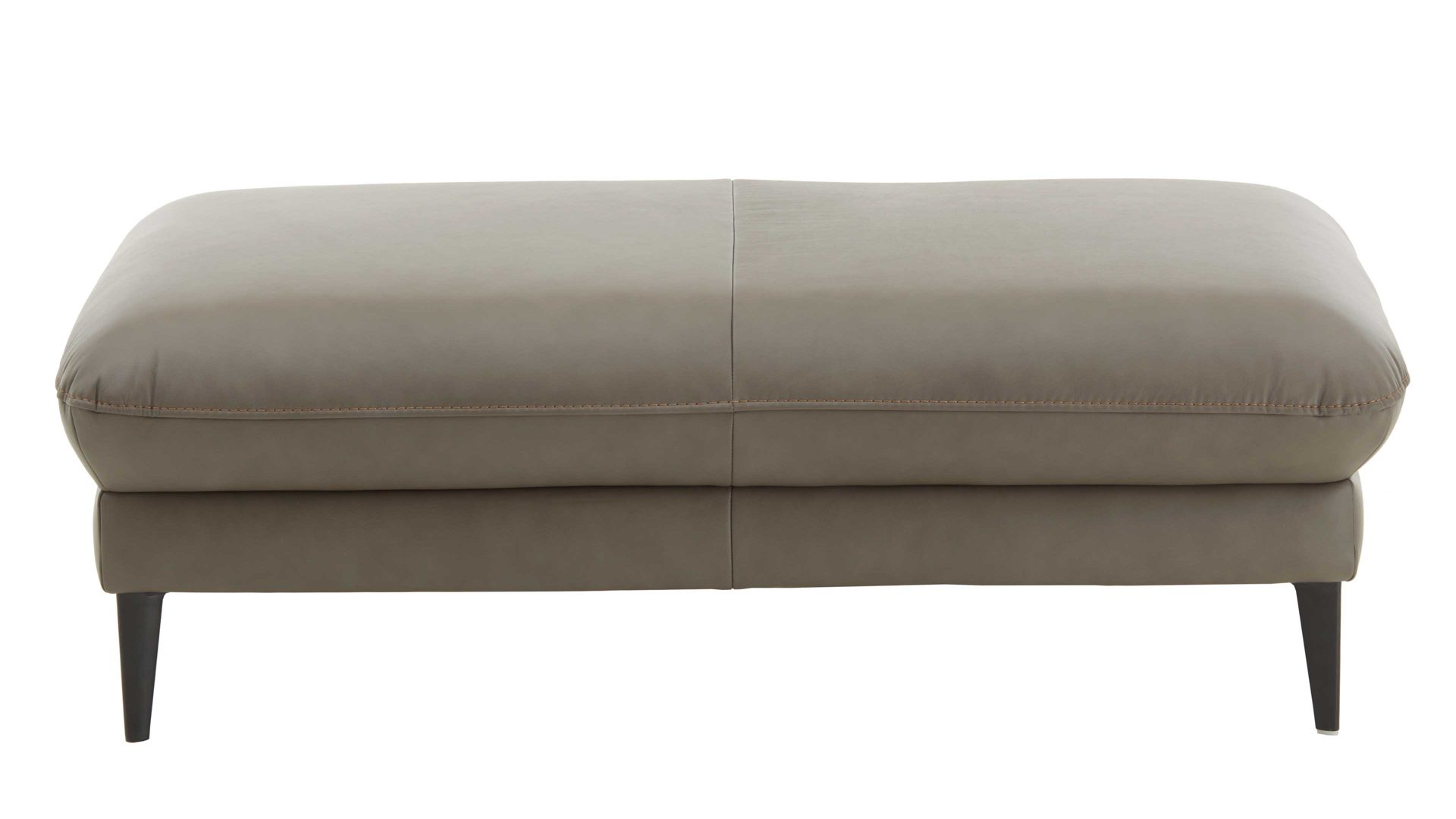 Hocker Hukla® aus Leder in Grau XXL-Hocker graues LongLife-Leder & schwarze Metallfüße - ca. 130 x 66 cm