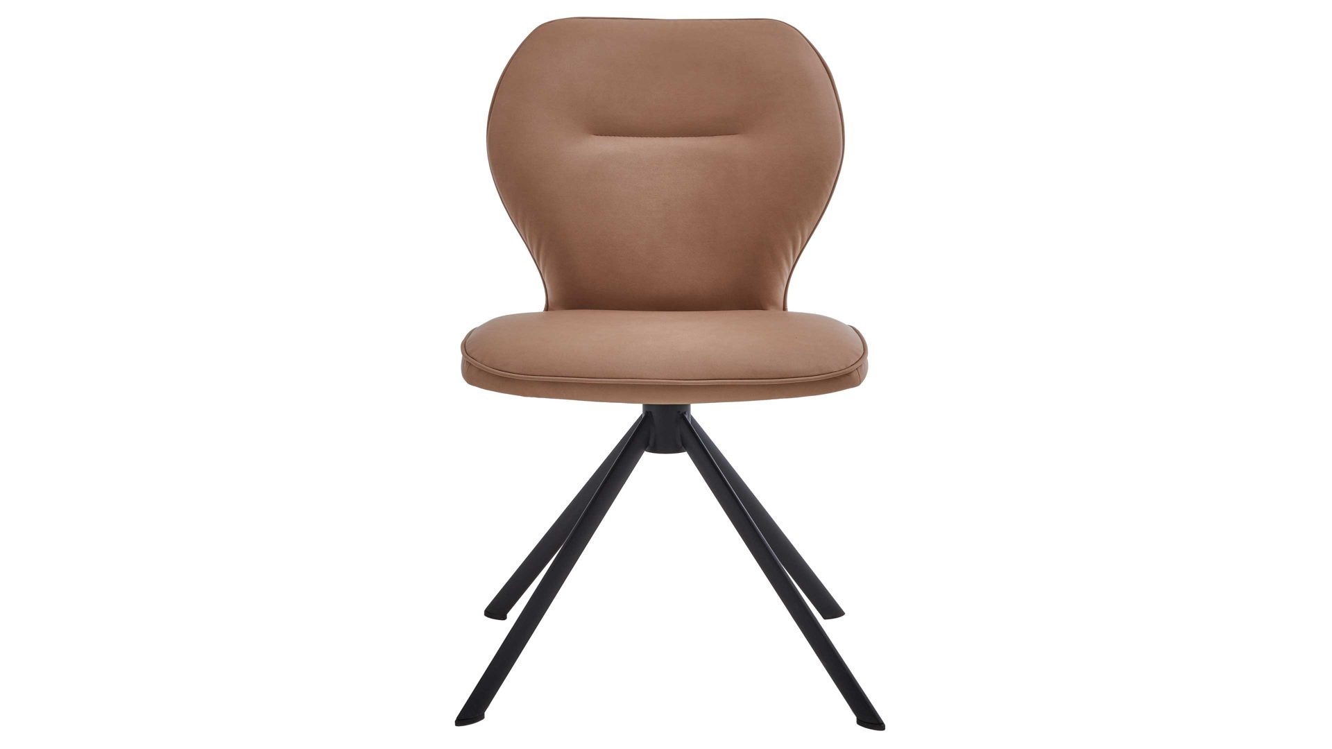 Vierfußstuhl Niehoff sitzmoebel aus Stoff in Hellbraun NIEHOFF SITZMÖBEL Cloudy - Vierfußstuhl mit Drehfunktion taupefarbener Bezug & schwarzes Metallgestell