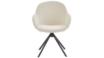 Vierfußstuhl Niehoff sitzmoebel aus Stoff in Weiß NIEHOFF SITZMÖBEL Armlehnstuhl Dacapo cremefarbener Bezug & schwarzes Eisengestell