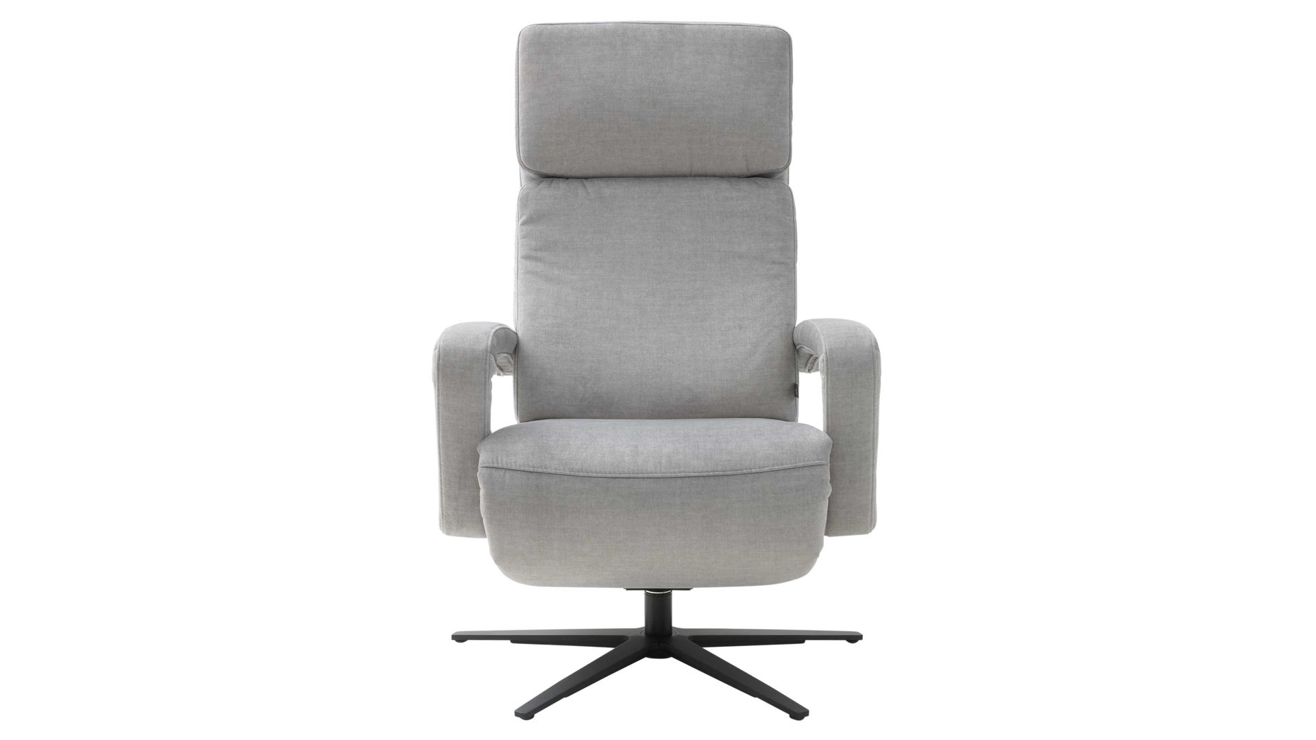 Relaxsessel Interliving aus Stoff in Hellgrau Interliving Sofa Serie 4541 – Relaxsessel manuell - silberfarbener Velours Joyce & Sternfuß V4S