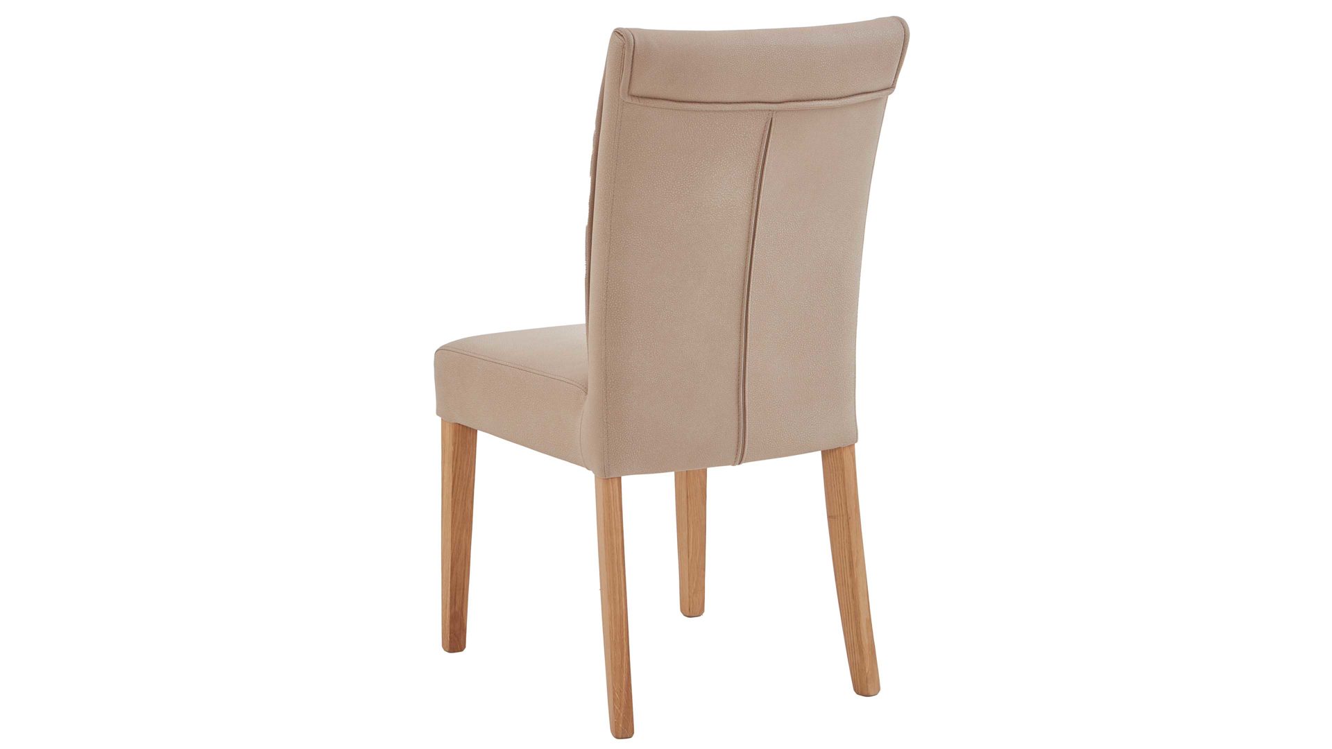 Polsterstuhl Niehoff sitzmoebel aus Mikrofaser in Beige NIEHOFF SITZMÖBEL Bornholm Polsterstuhl cremefarbener Bezug & Eichegestell